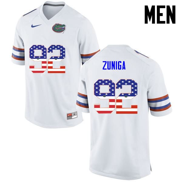 NCAA Florida Gators Jabari Zuniga Men's #92 USA Flag Fashion Nike White Stitched Authentic College Football Jersey XYD1764UL